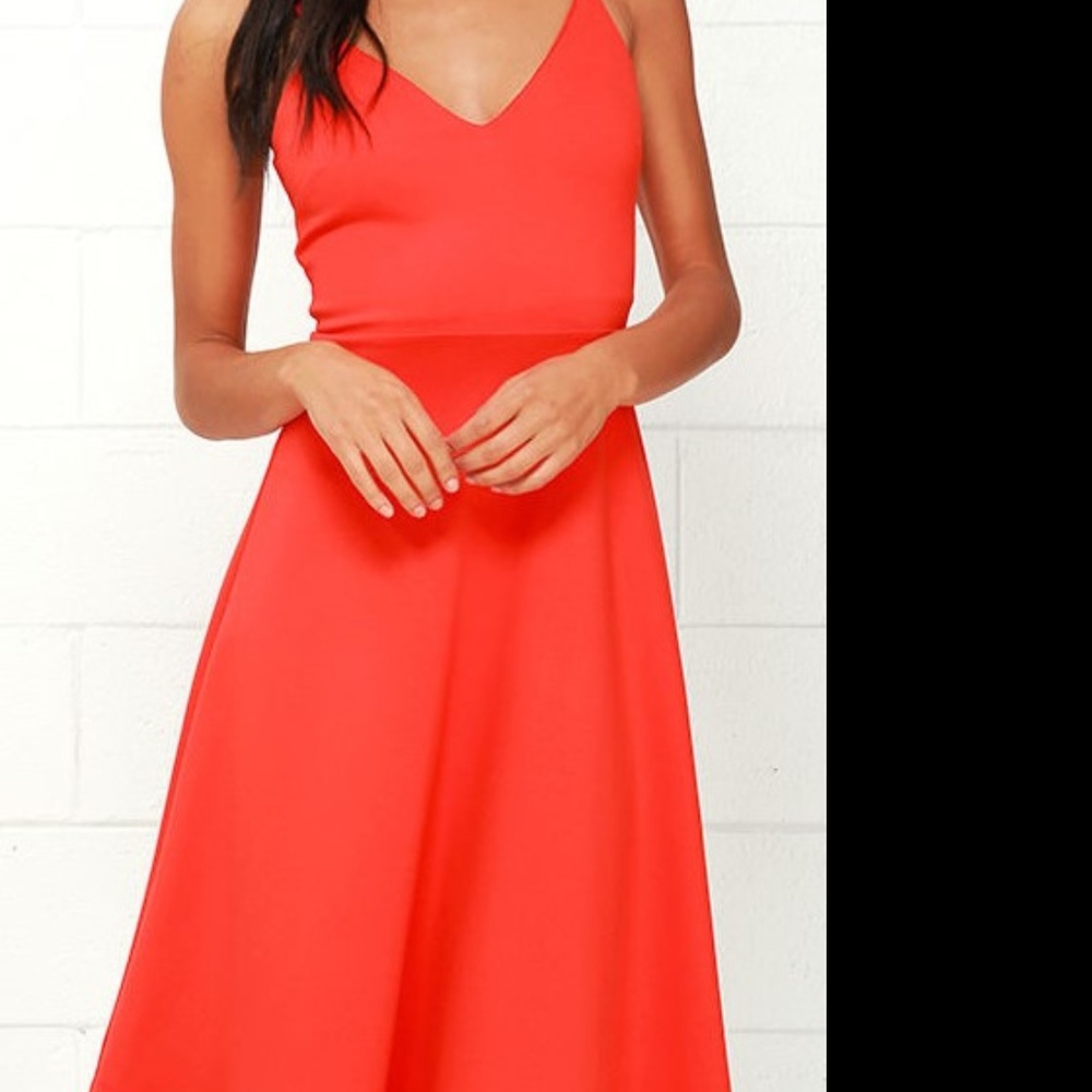 Coral Red Midi Dress